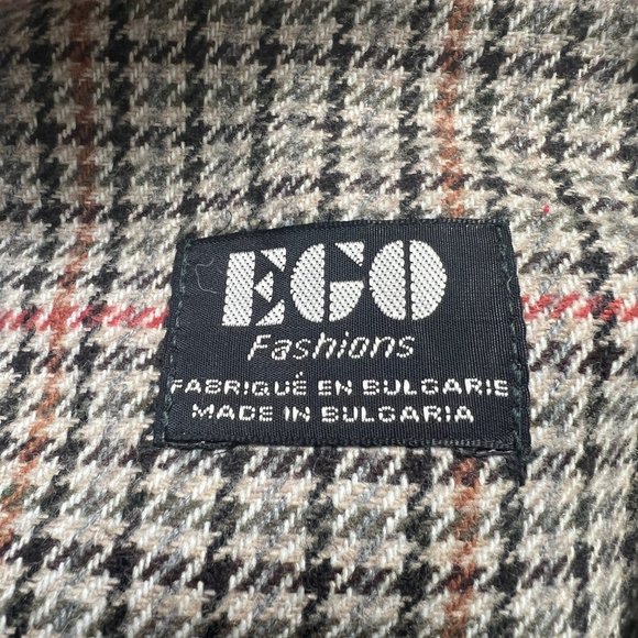 Vintage Oversized Double Breasted Houndstooth Plaid Wool Knit Blazer Jacket Coat - Picture 4 of 7